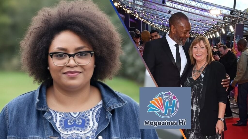 Billie Henry (Dawn French and Lenny Henry's daughter) with her parents on a red carpet.